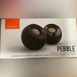 Creative Pebble Modern 2.0 USB Desktop Speakers 45 Degree Wide Sound Black new